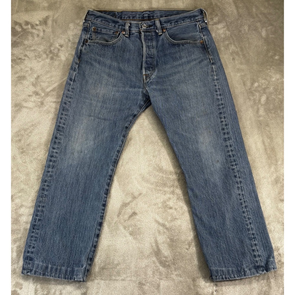 Levi's 501 Original Fit Jeans Mens 32x25 Medium Wash Blue Good Button Fly